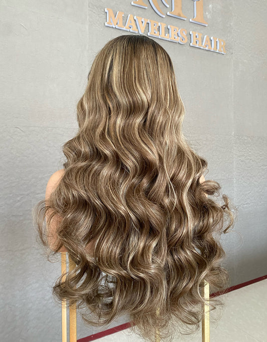 Raw Hair Piano Color Wig – Natural Highlight Straight Wave XR03