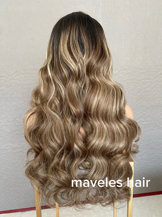 Raw Hair Piano Color Wig – Natural Highlight Straight Wave XR06